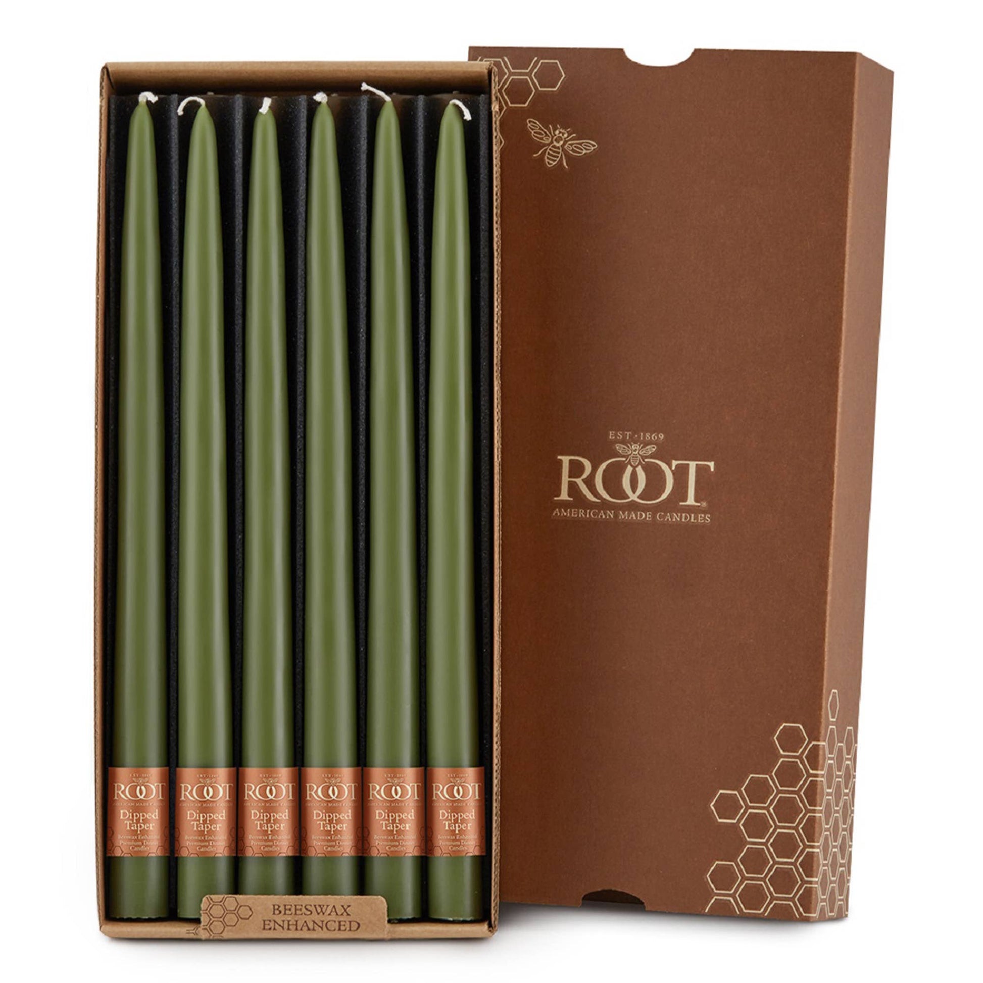 Root Hand Dipped Taper Candles Box Of 12