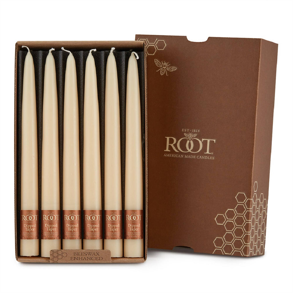 Root Hand Dipped Taper Candles Box Of 12