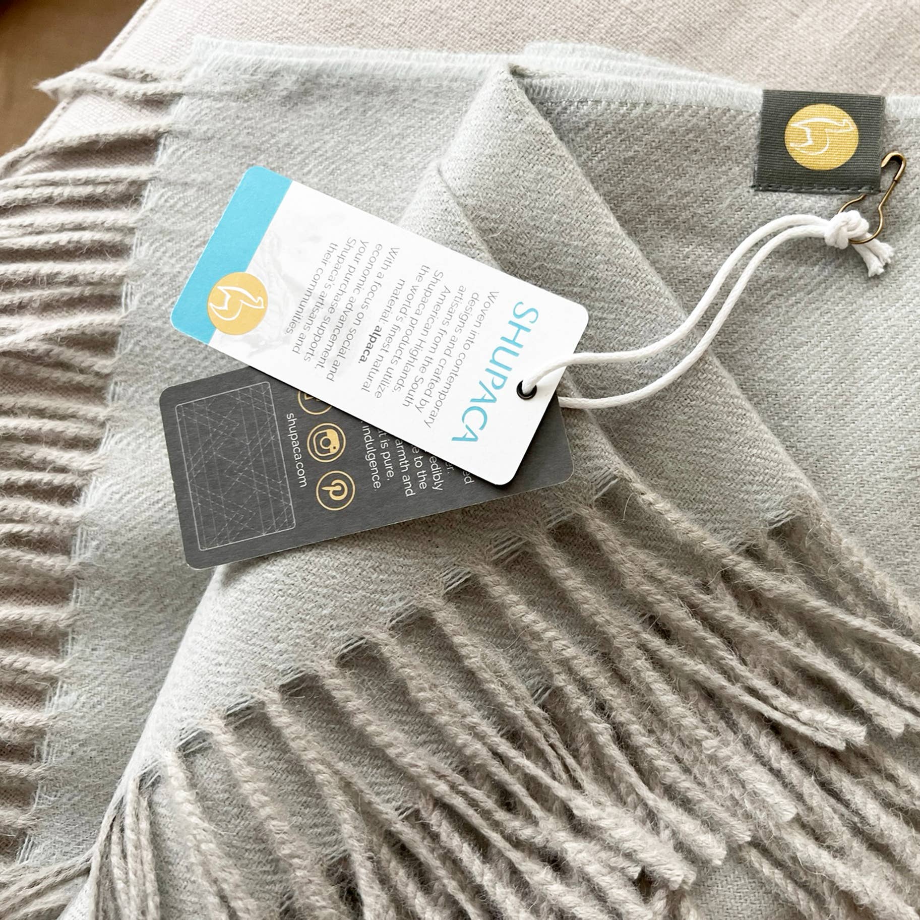 100% Baby Alpaca Throw - London Fog