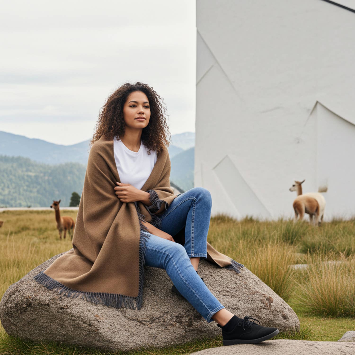 NEW! 100% Baby Alpaca Throw - Tapenade
