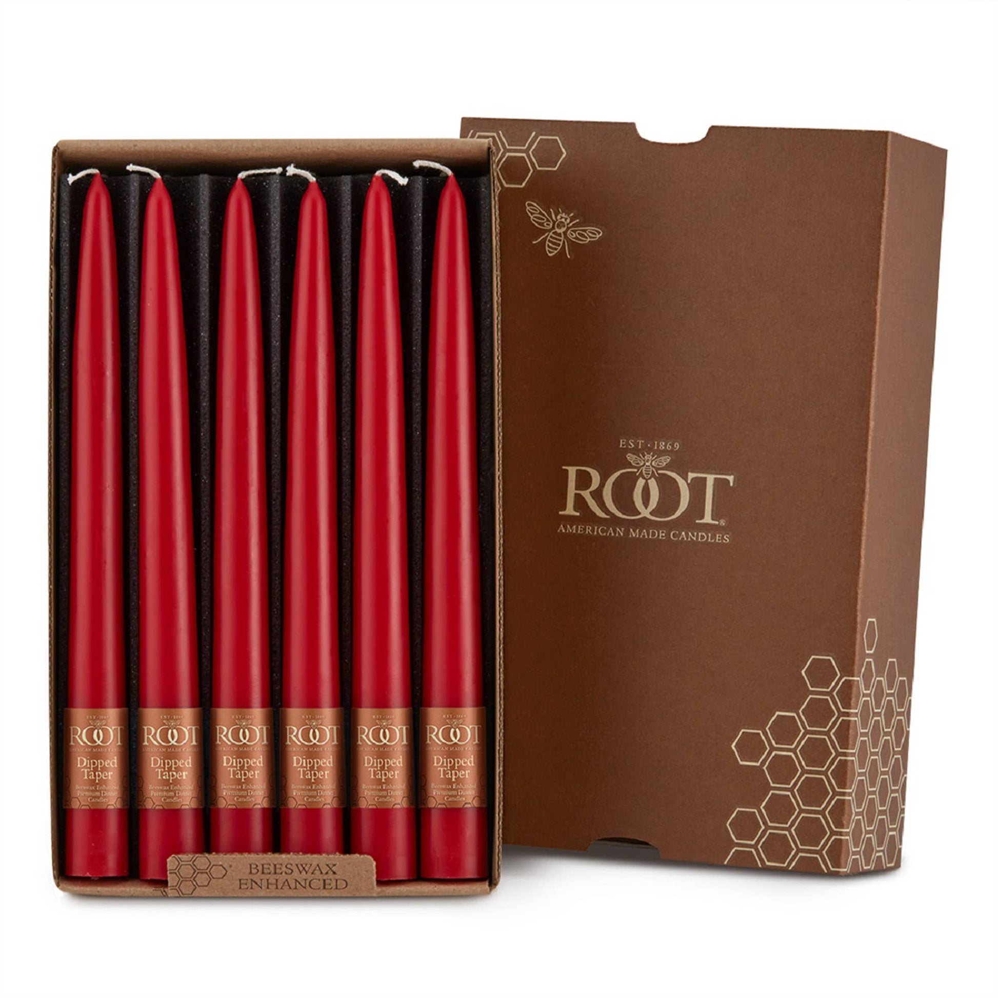 Root Hand Dipped Taper Candles Box Of 12