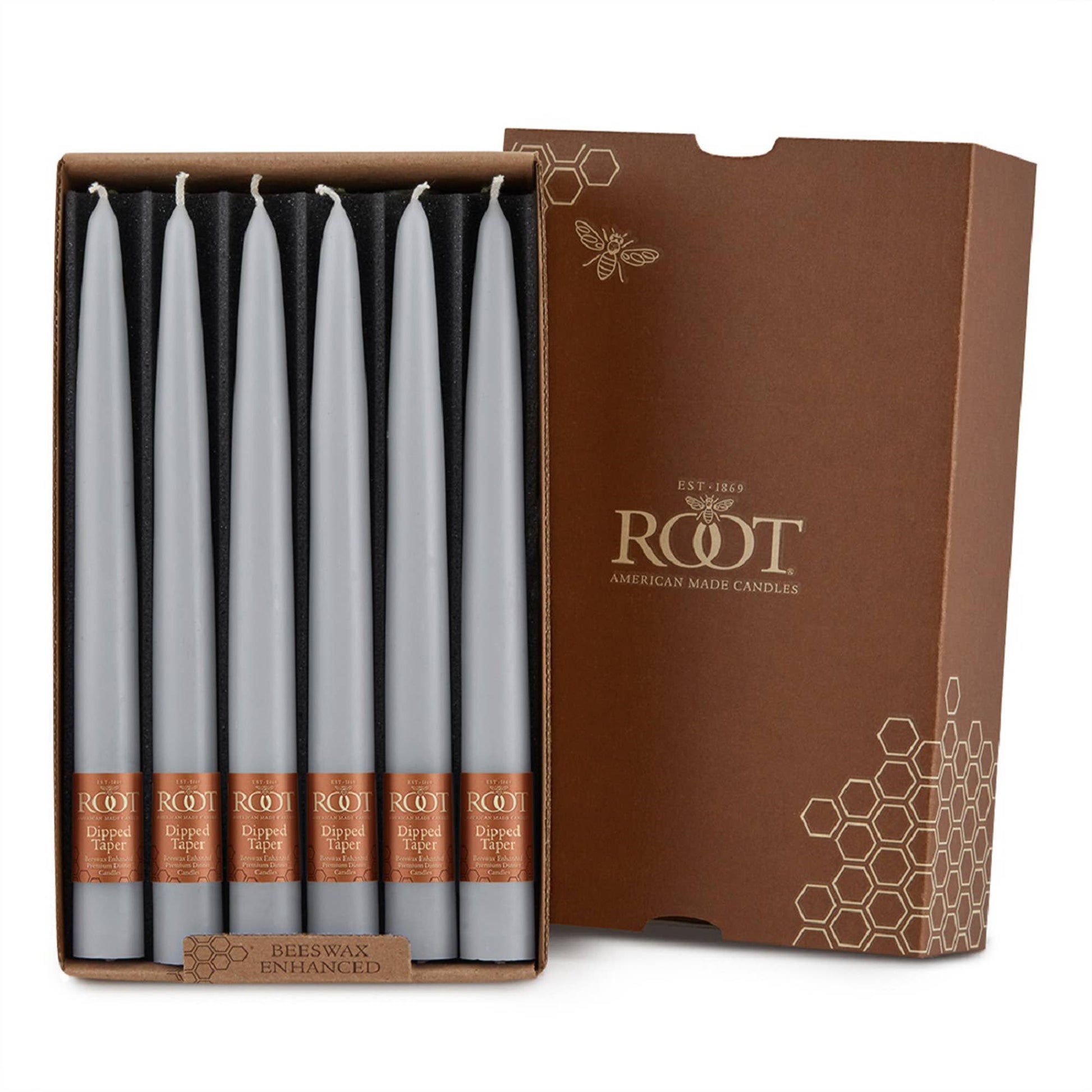 Root Hand Dipped Taper Candles Box Of 12