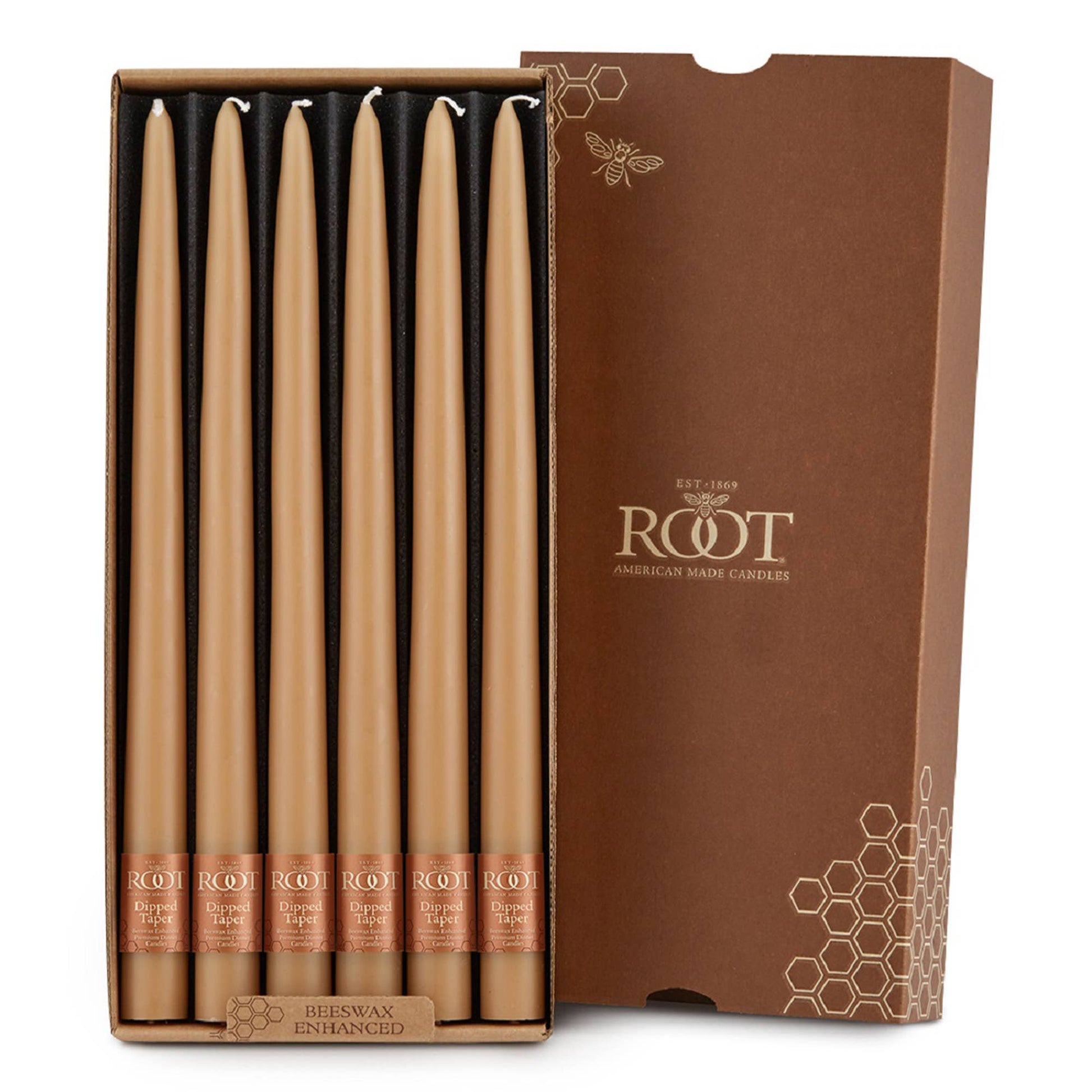Root Hand Dipped Taper Candles Box Of 12
