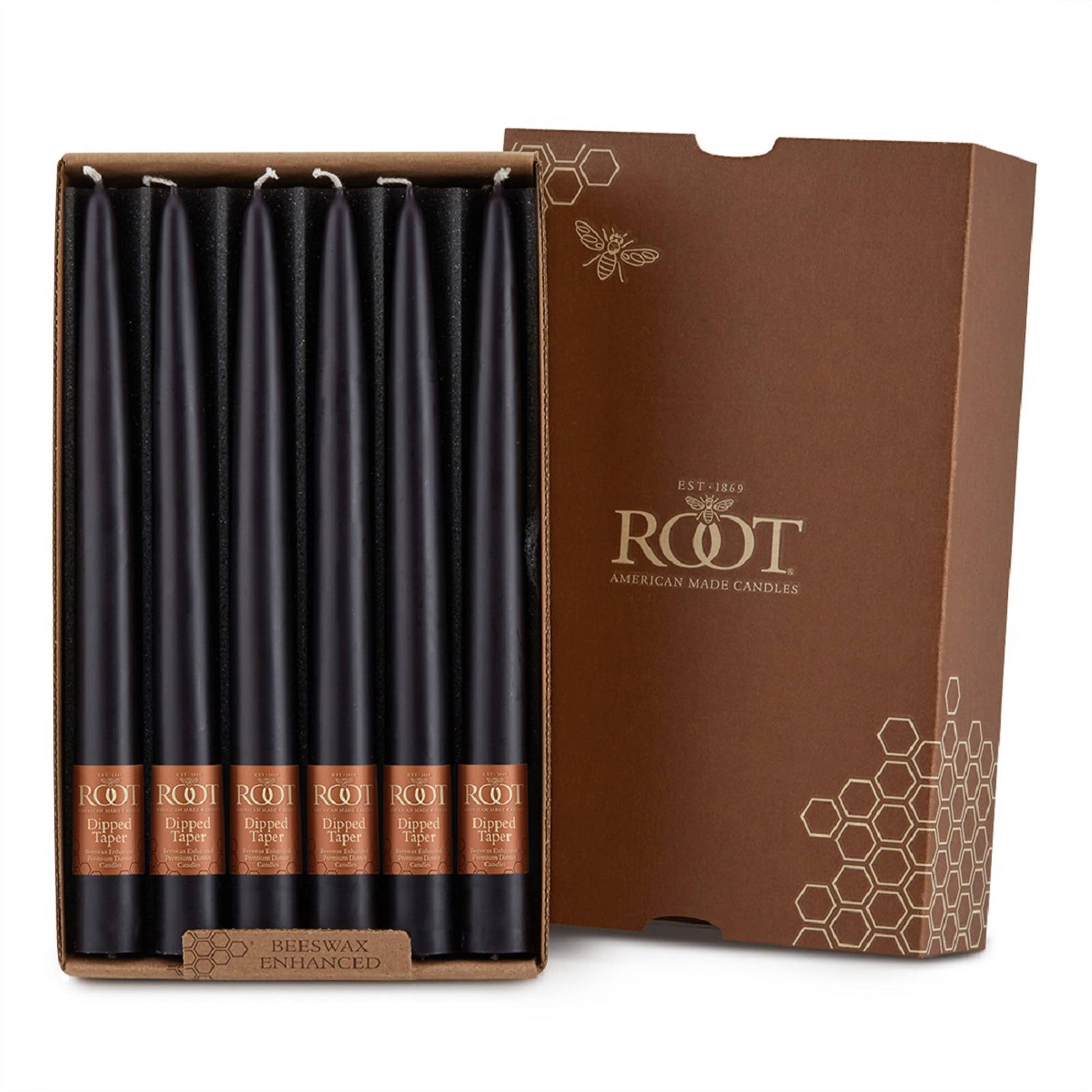 Root Hand Dipped Taper Candles Box Of 12