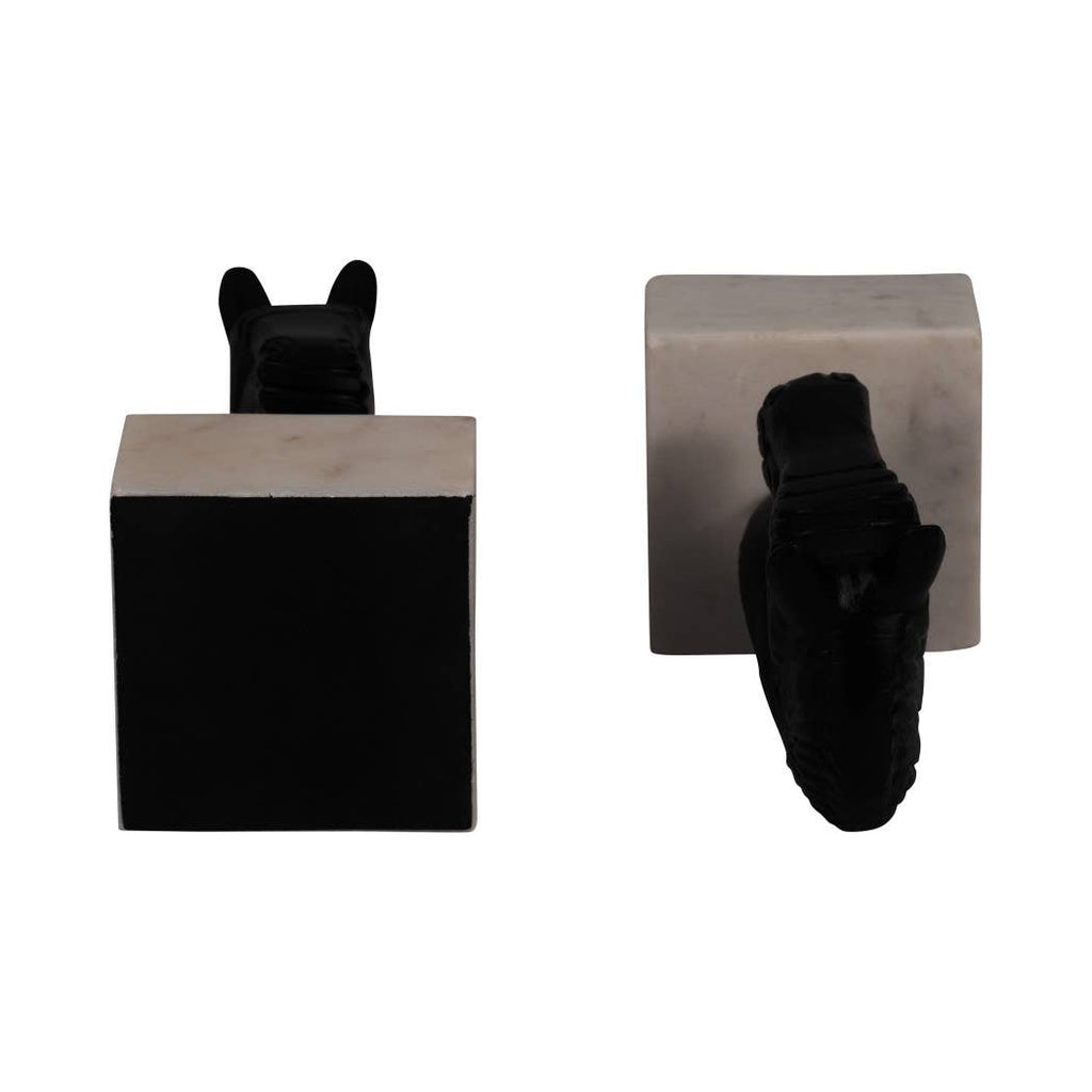 Bookends Set of 2 - White/Black Metal Horse Head, 7 in.