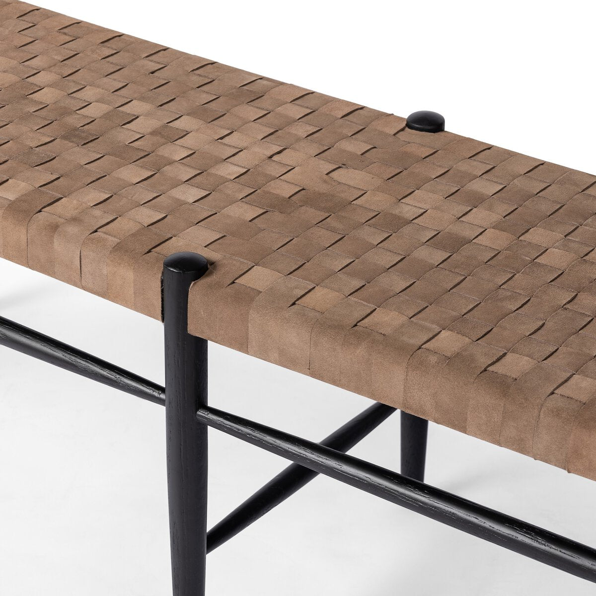 Suede & Oak Bench