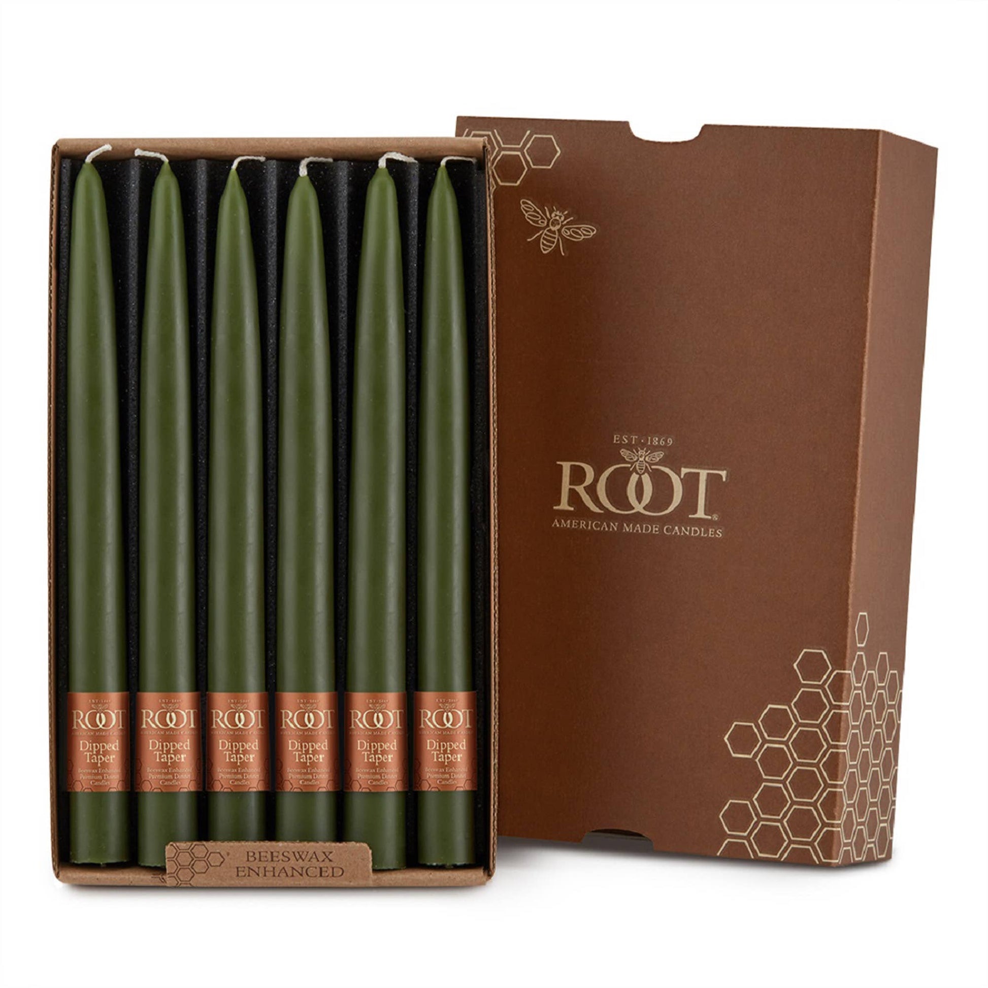 Root Hand Dipped Taper Candles Box Of 12