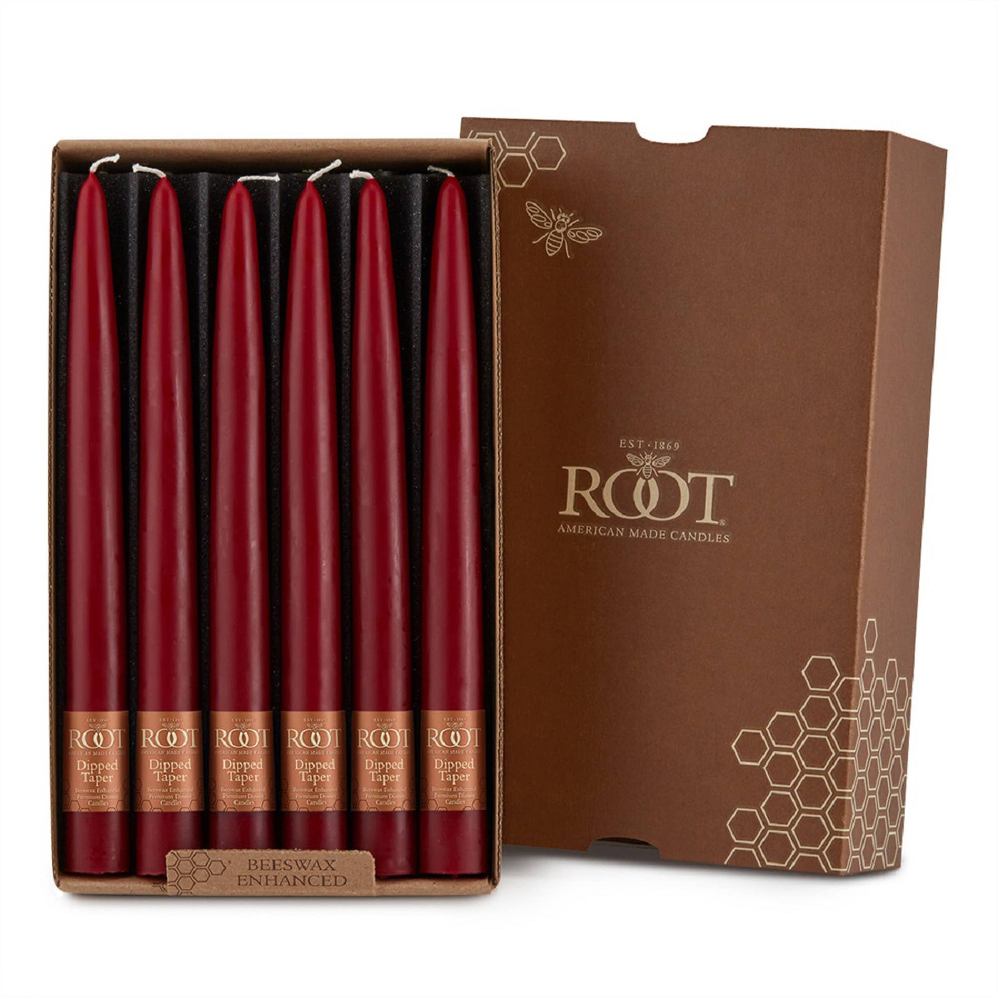 Root Hand Dipped Taper Candles Box Of 12