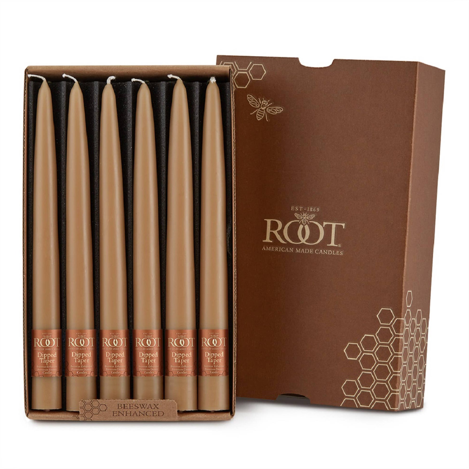 Root Hand Dipped Taper Candles Box Of 12