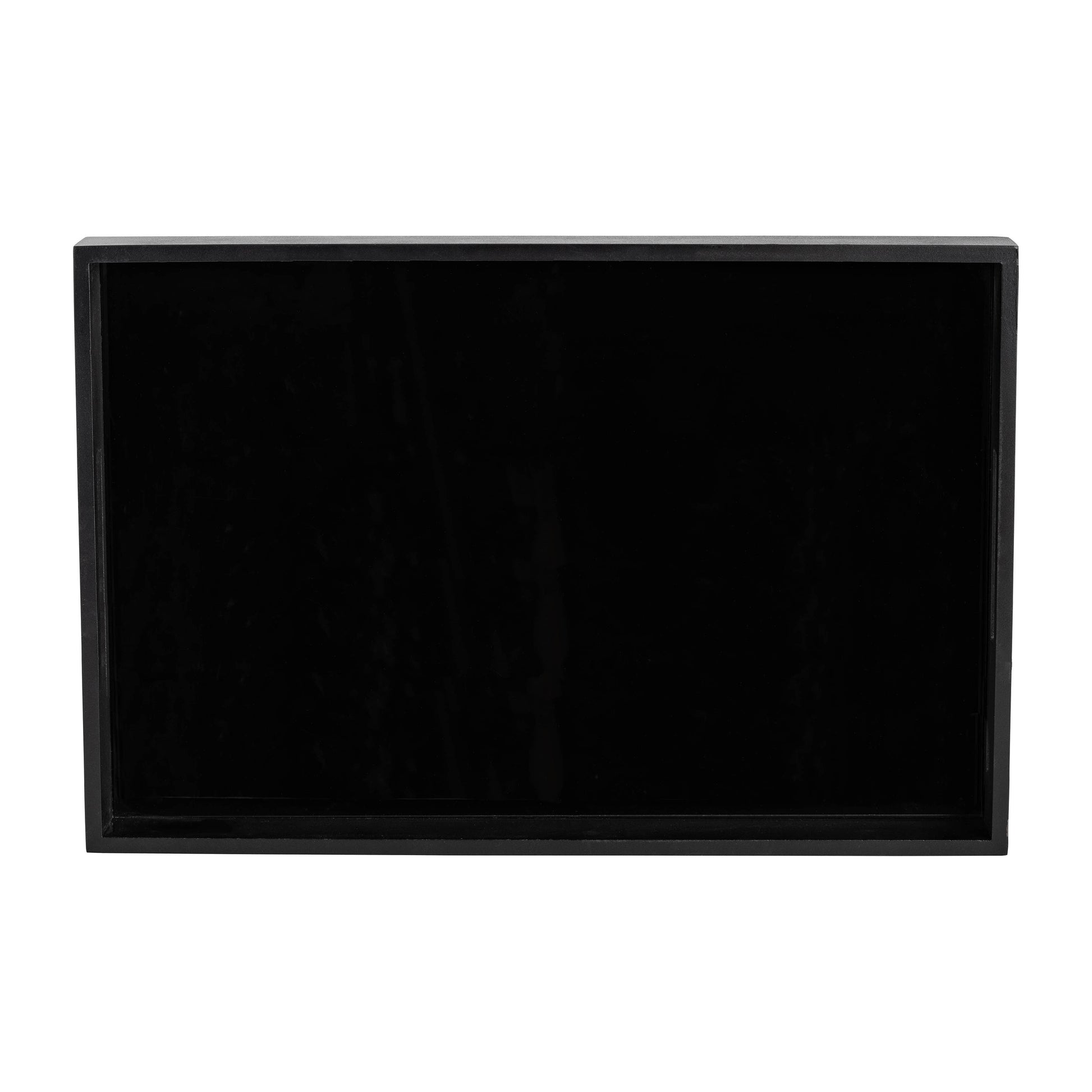 Trays Set of 2 - Black Wood Elegant Side Handles, 14/18 in.